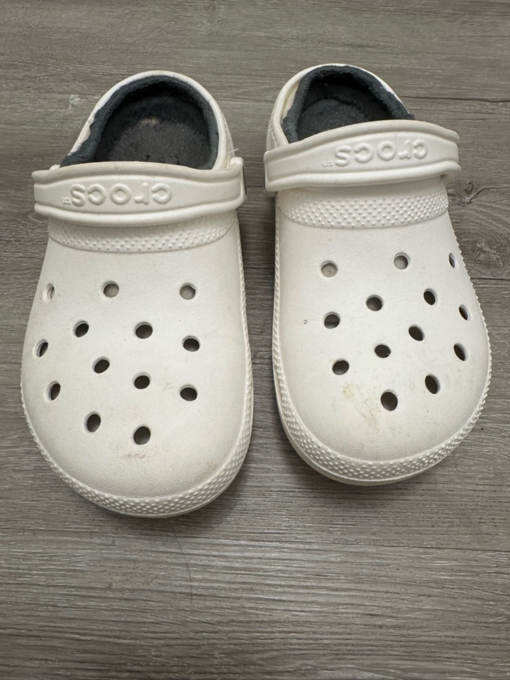 Crocs White Lined Comfort Clogs Winter Slip On Shoes Unisex Size M5 W7 - Picture 2 of 6